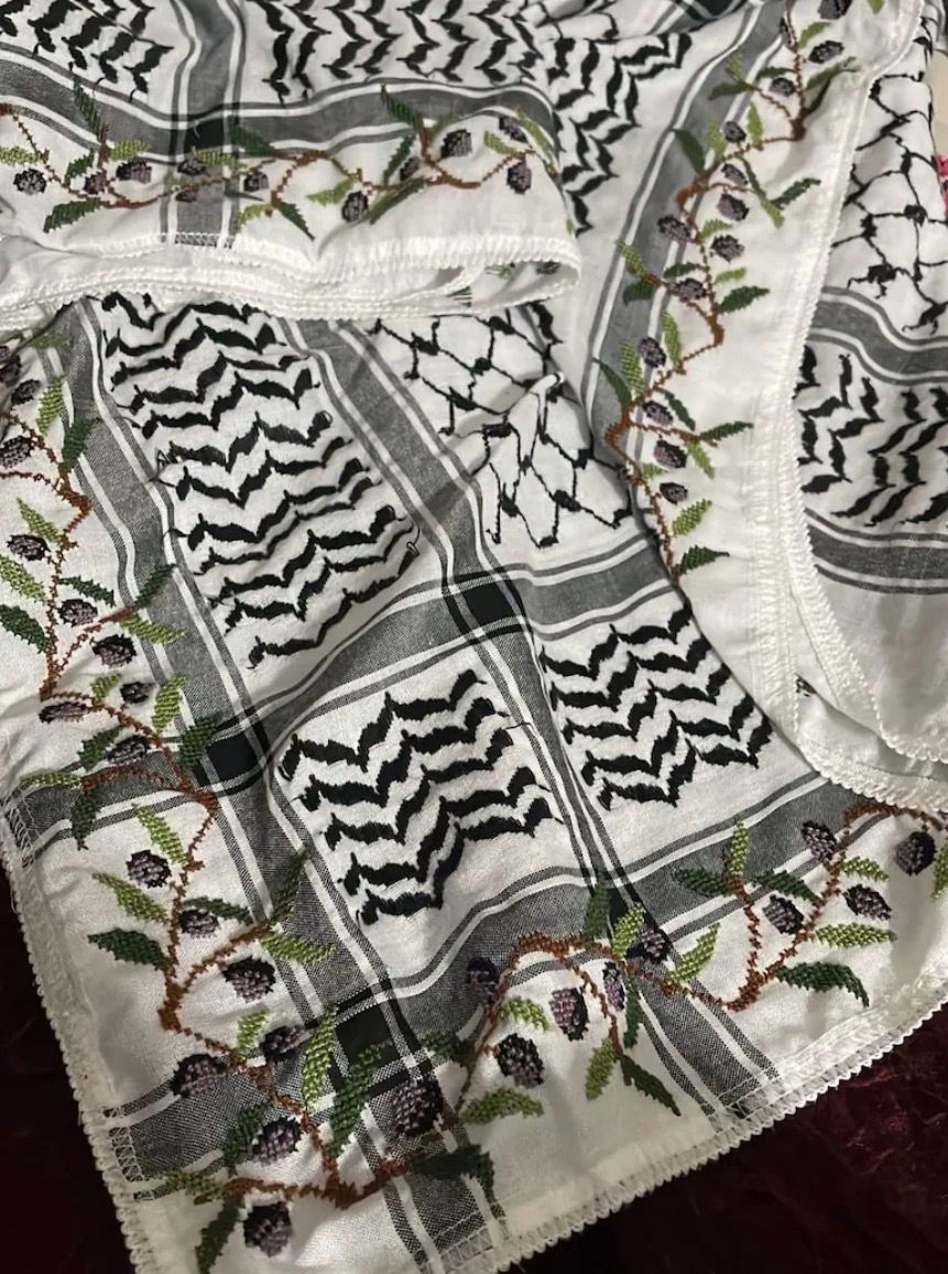 Palestinian Keffiyeh with Olives Border