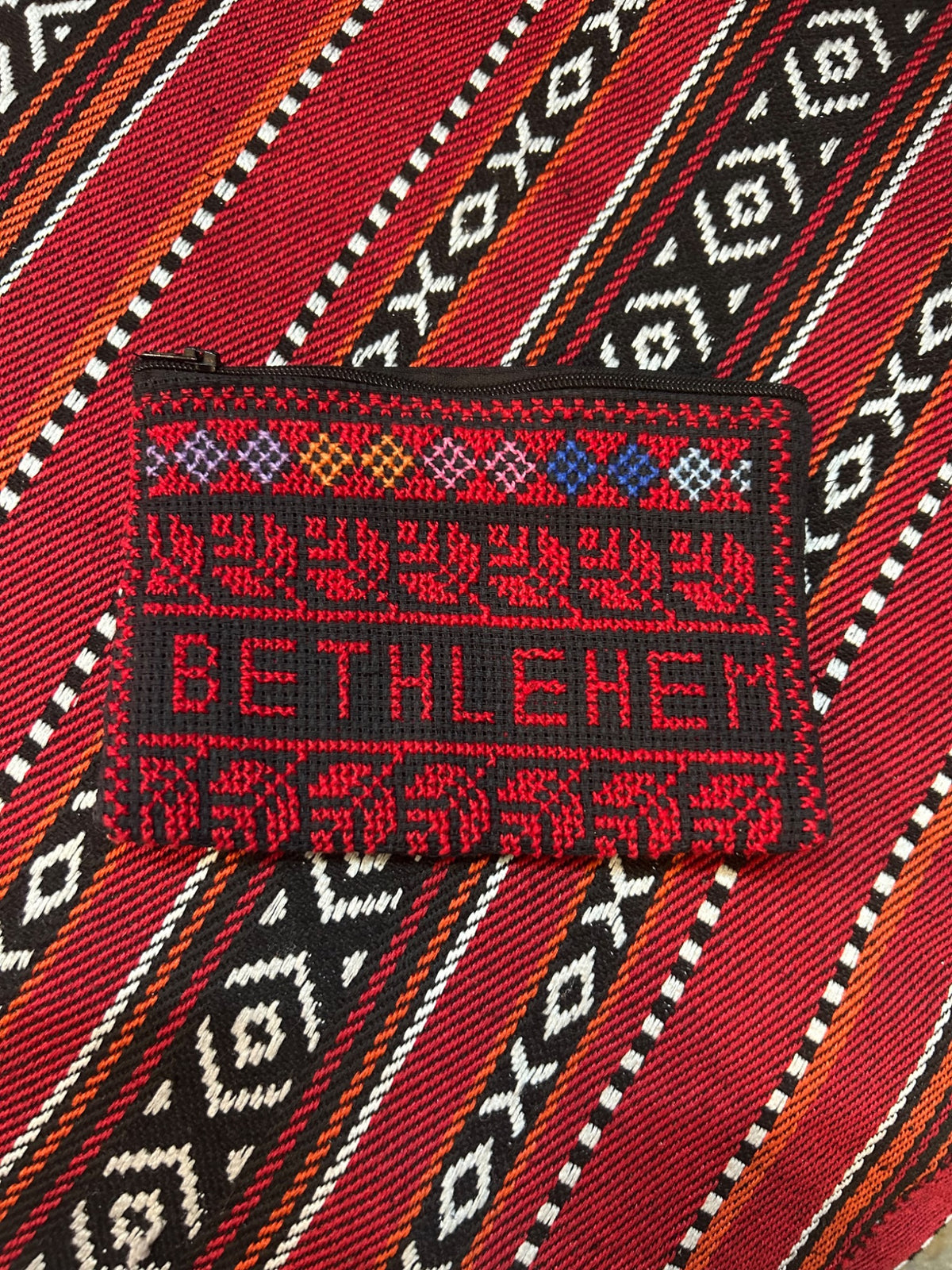 Bethlehem Tatreez Coin Purse - Red and Black - original shop photograph