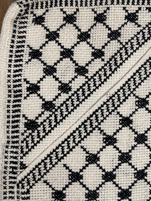 Black and Cream Lattice Tatreez Bag - embroidery detail