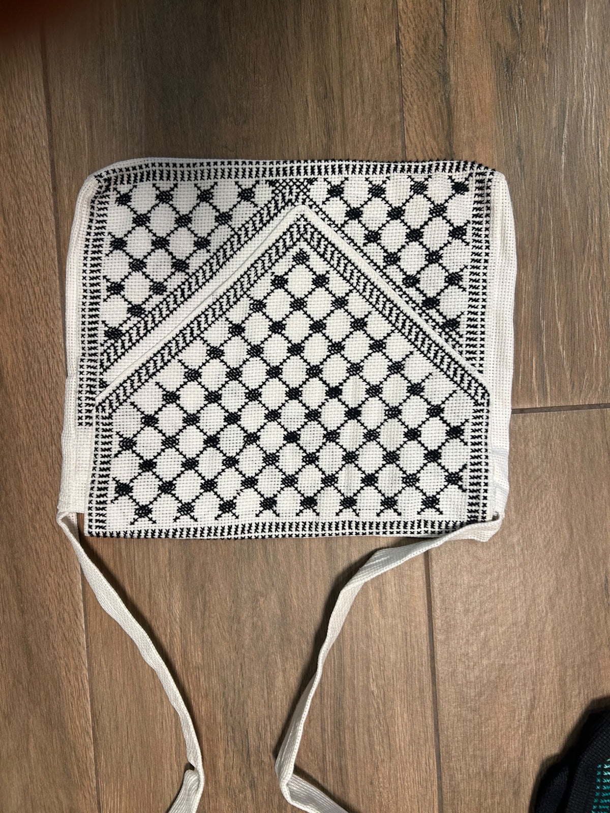 Black and Cream Lattice Tatreez Bag - original shop photograph