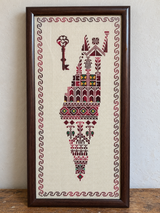 Mapa de Palestina y arte de Tatreez clave - Borgoña - Sin marco