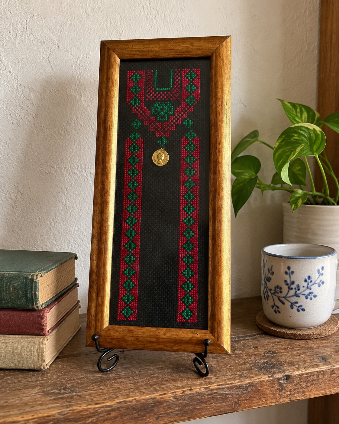 Palestinian Thobe Tatreez Art - displayed at home