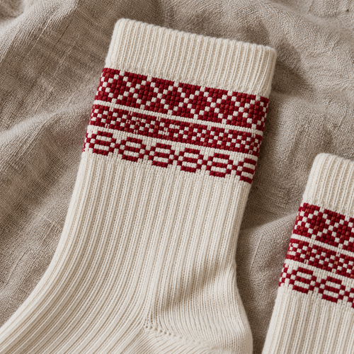 Baker's Wife Tatreez Socks - embroidery detail, digitally generated supplementary image