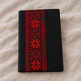 Cubierta de libro con diseño geométrico de Tatreez rojo - Negro