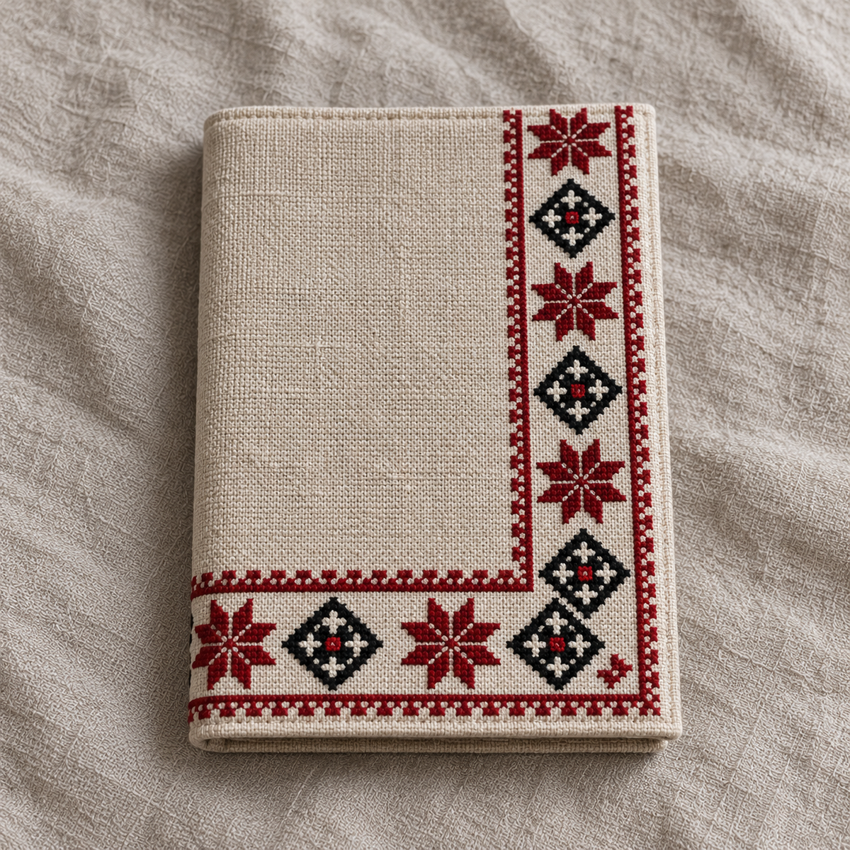 Corner Border Tatreez Book Cover - Natural - product view