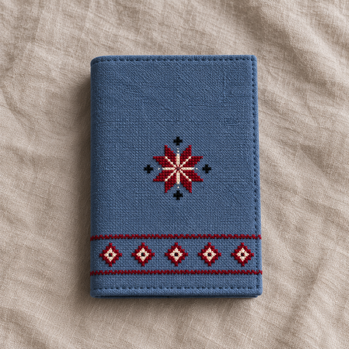 Single Star Tatreez Book Cover - Slate - product view