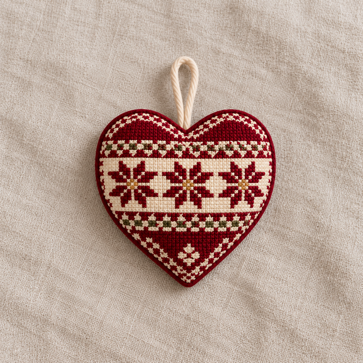 A1 - individual heart tatreez Christmas decoration