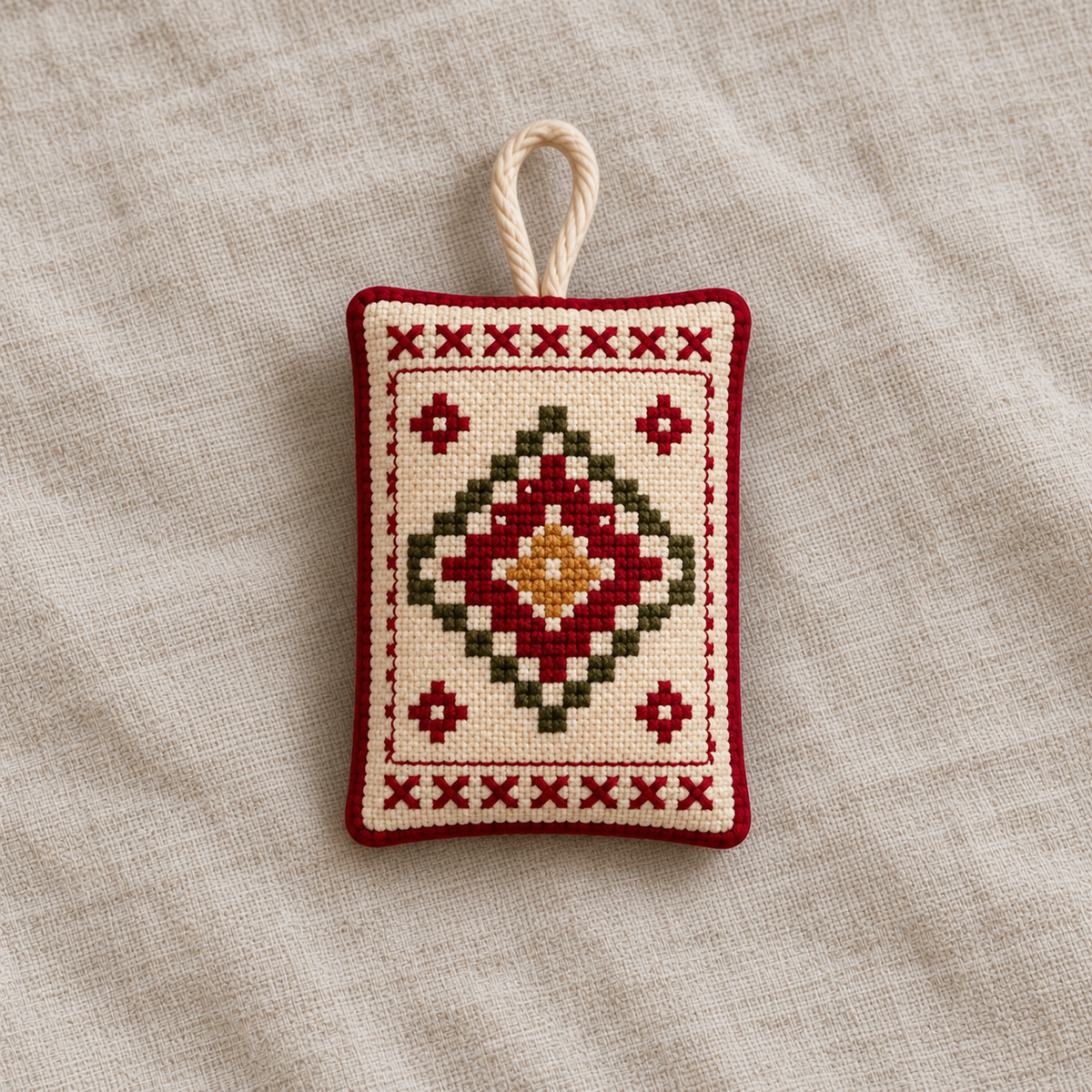 A2 - individual diamond tatreez Christmas decoration