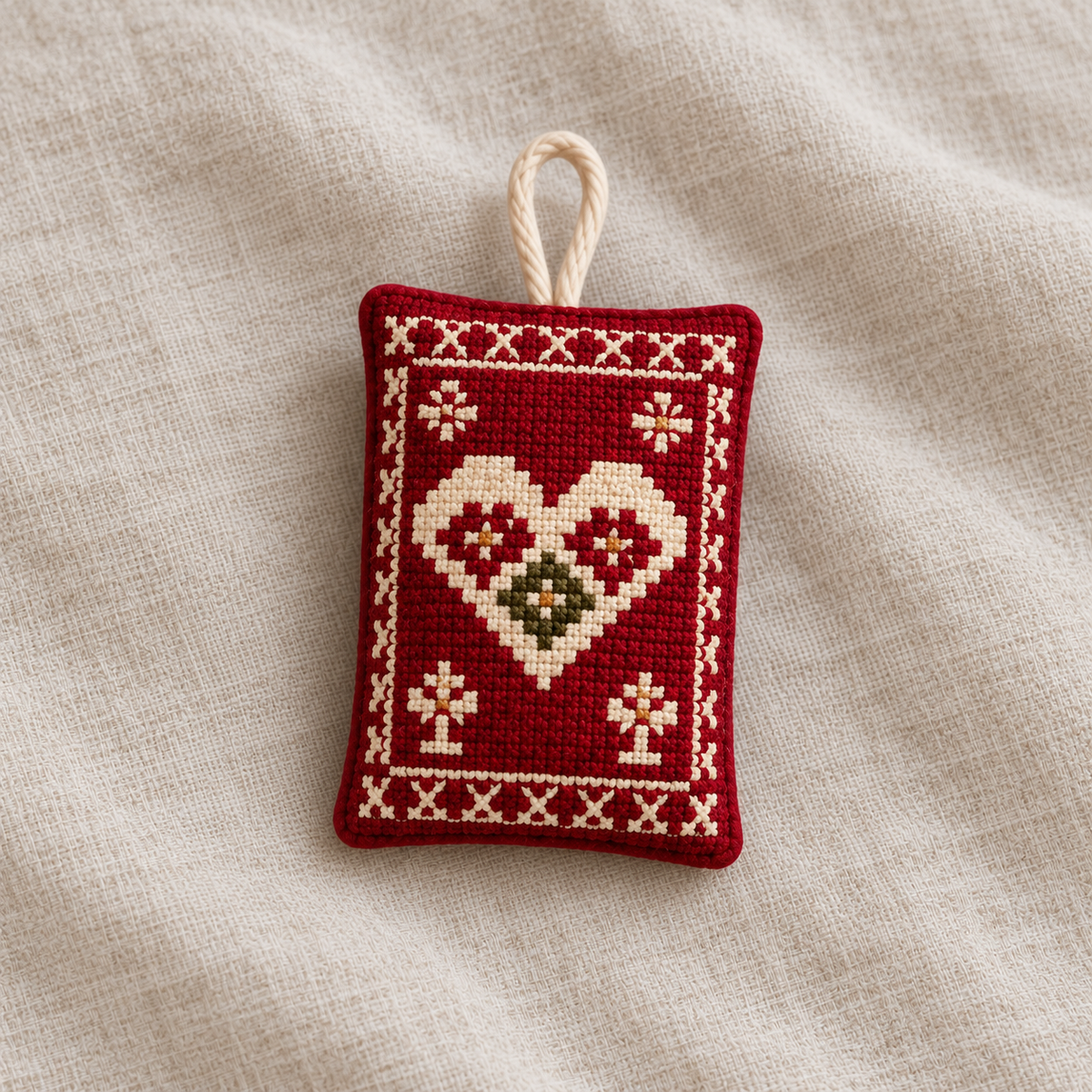 A2 - individual heart tatreez Christmas decoration