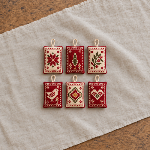 Mini Sampler Tatreez Christmas Decorations - complete product