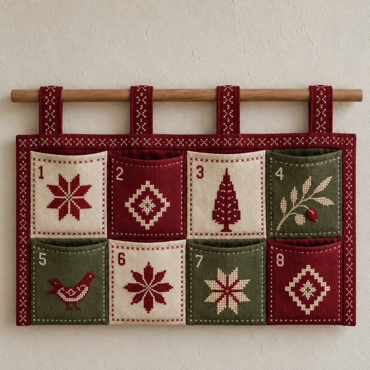 Patchwork Tatreez Advent Calendar - embroidery and fabric detail