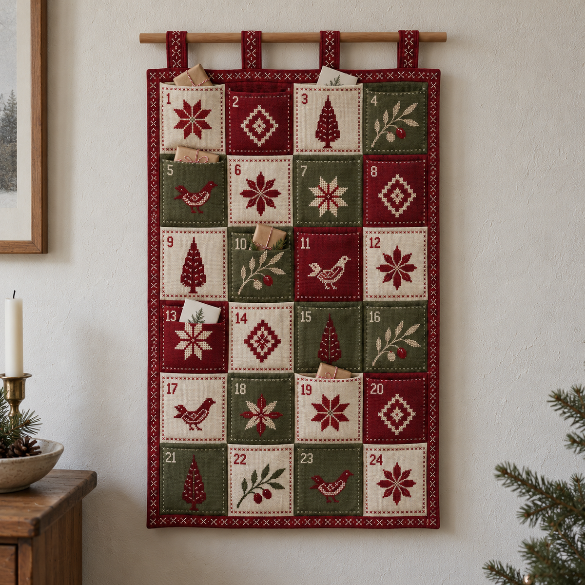 Patchwork Tatreez Advent Calendar - in use