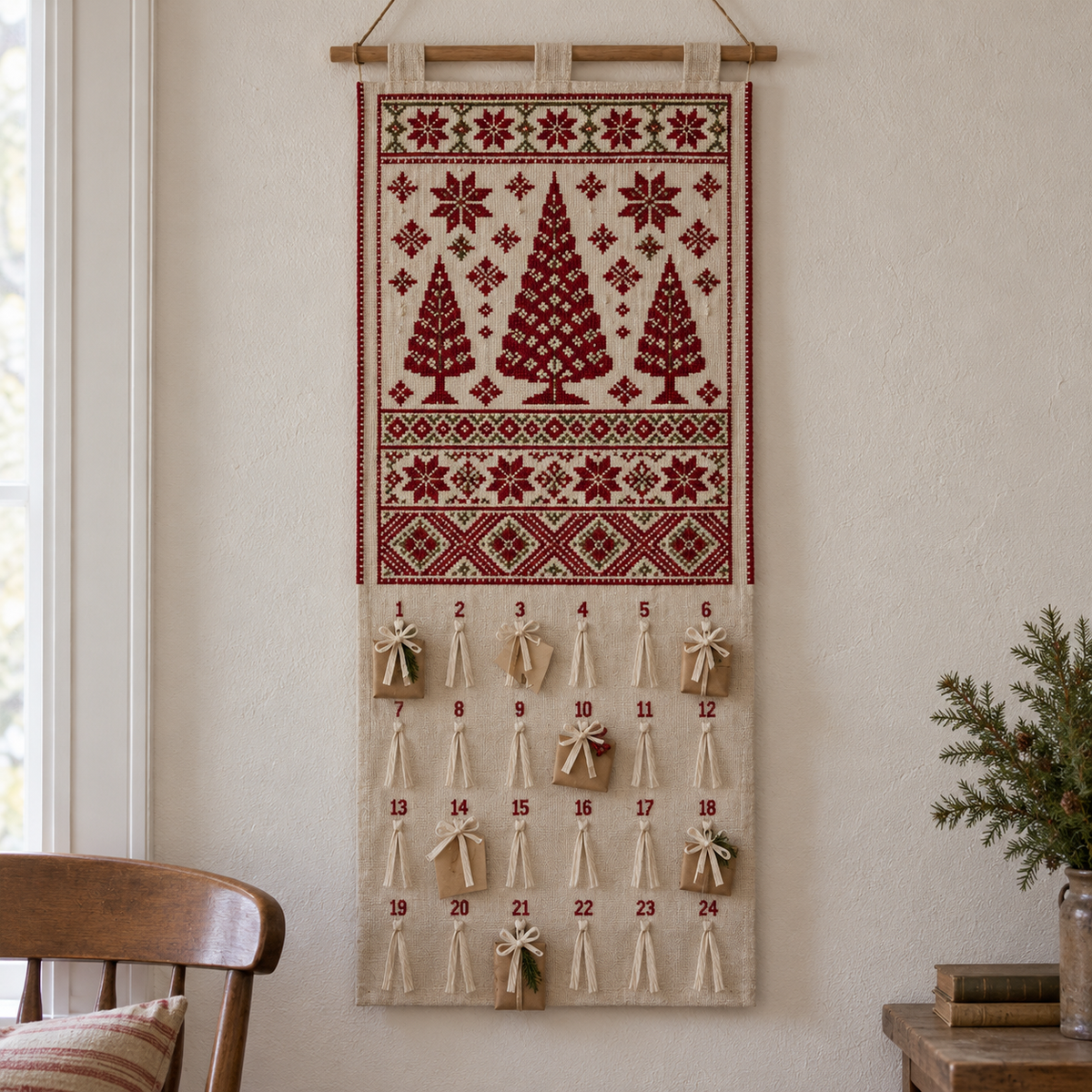 Tree Sampler Tatreez Advent Calendar - in use