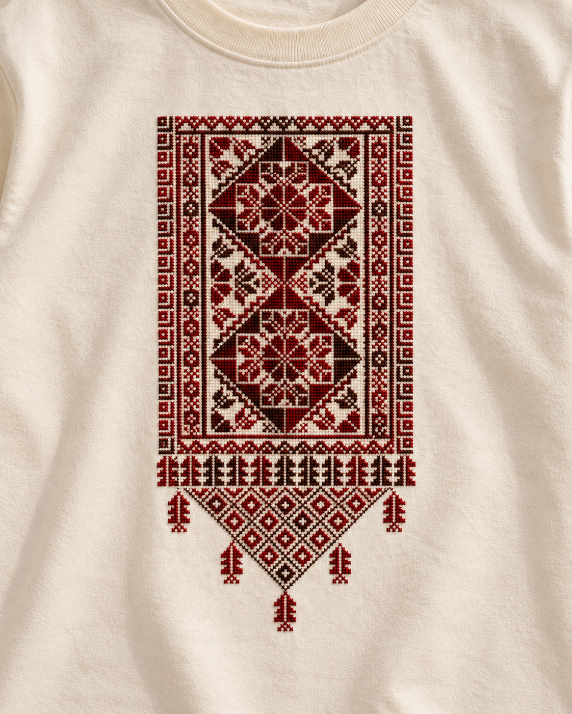 Medallion Tatreez T-Shirt - Cream, detail