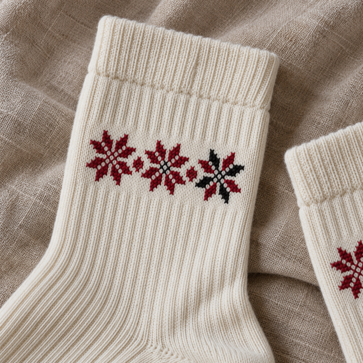 Moon of Bethlehem Tatreez Socks - embroidery detail, digitally generated supplementary image