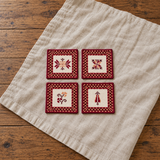 Palestinian motifs tatreez coasters - complete set of four
