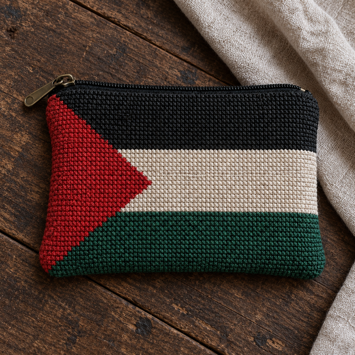Palestine Flag Tatreez Coin Purse - additional product view, digitally generated supplementary image