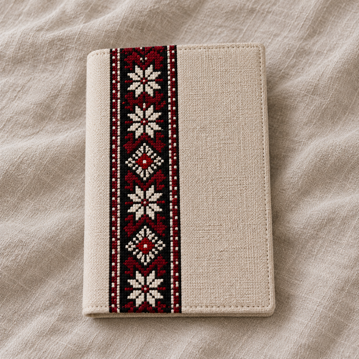 Star Tatreez Passport Cover - Natural - product view