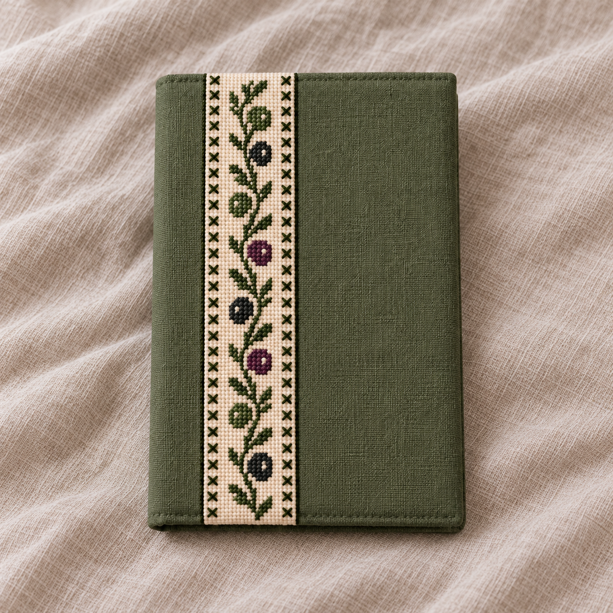 Olive Tatreez Passport Cover - Olive - product view