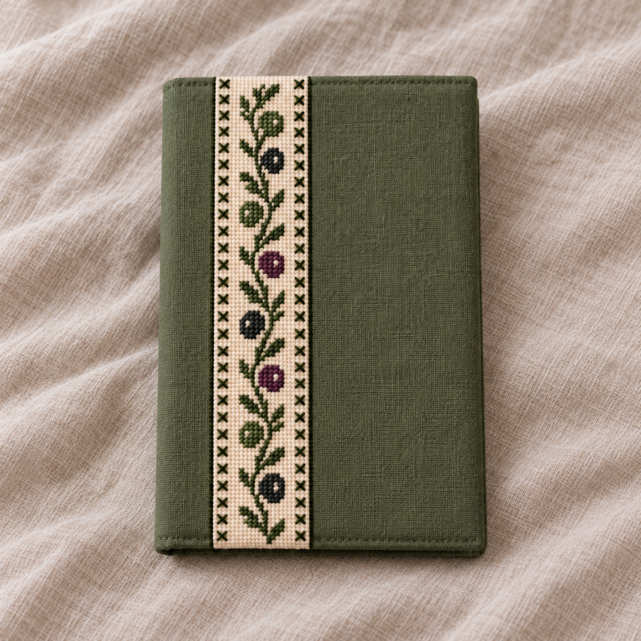 Olive Tatreez Passport Cover - Olive - product view