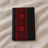 Red Geometric Tatreez Passport Cover - Black