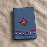 Funda para pasaporte con bordado Tatreez de una estrella - Color pizarra