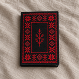 Couverture de passeport Tatreez à bordure rouge - Noir