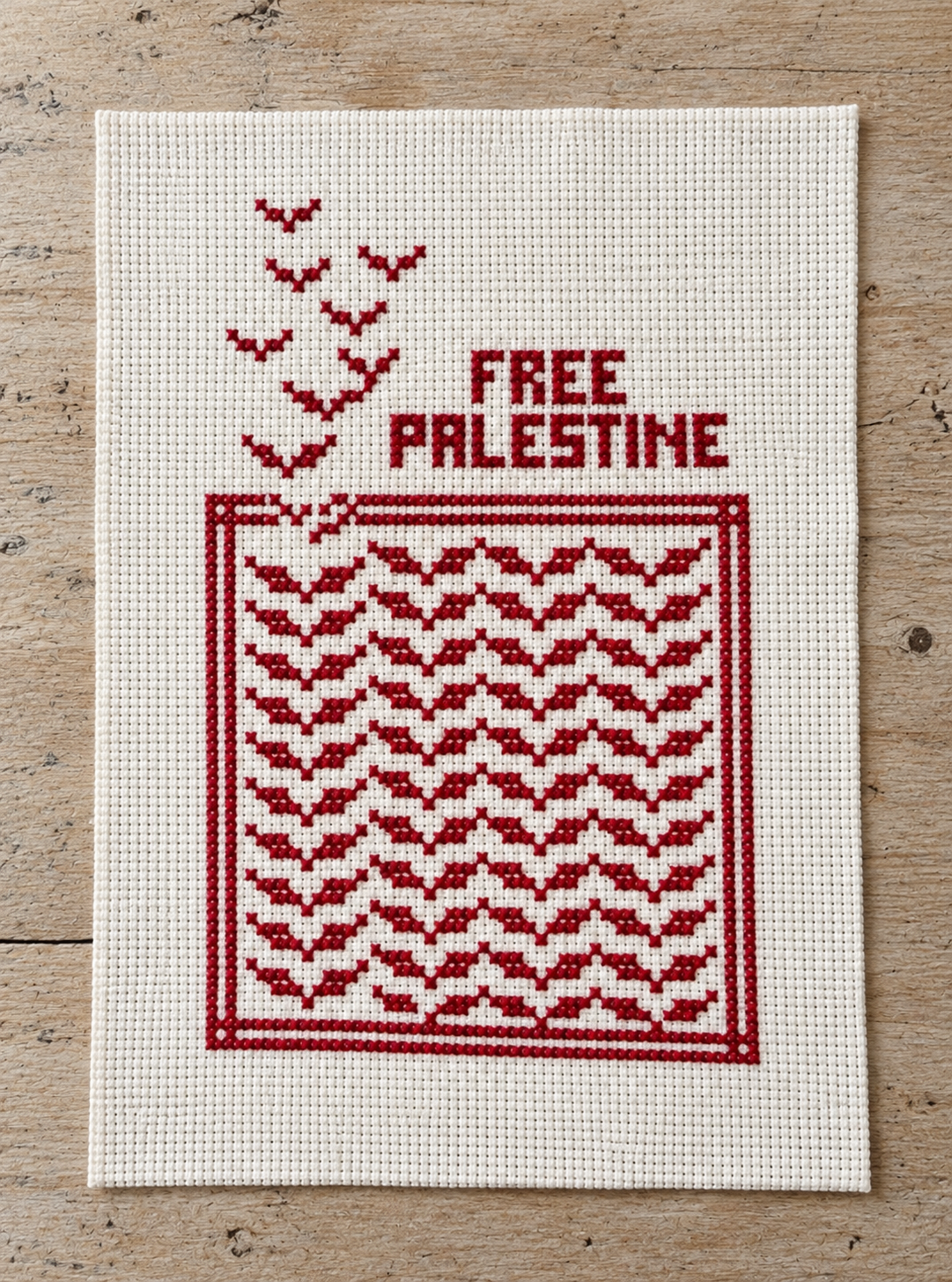 Free Palestine Birds Tatreez Art - Unframed - unframed product view