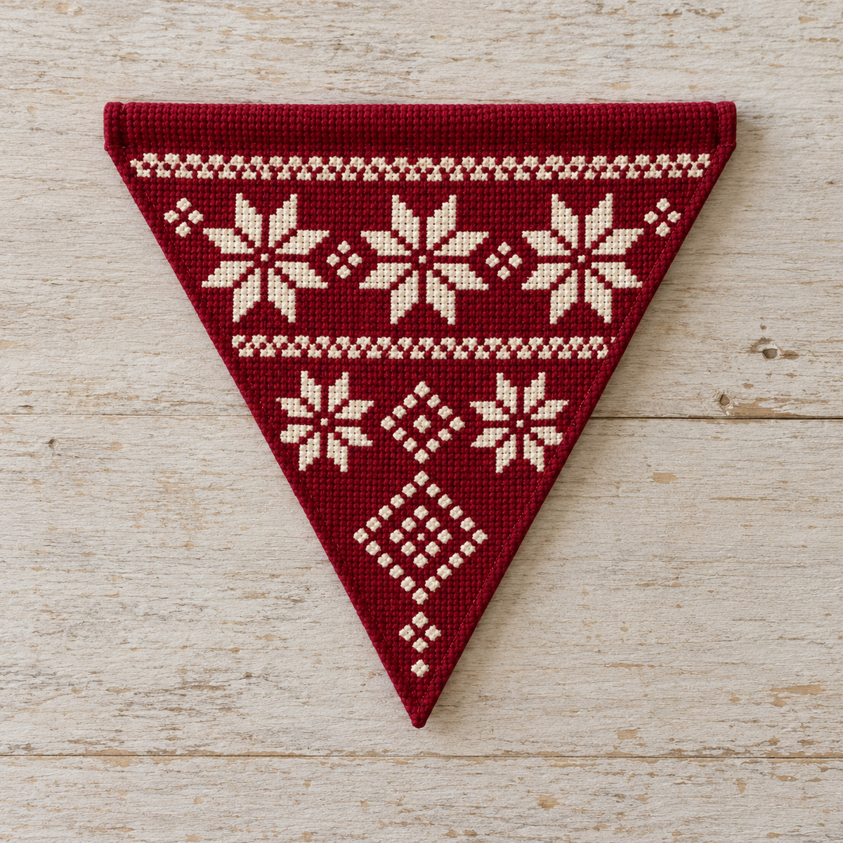Red Triangle Star Tatreez Wall Hanging - unframed product view