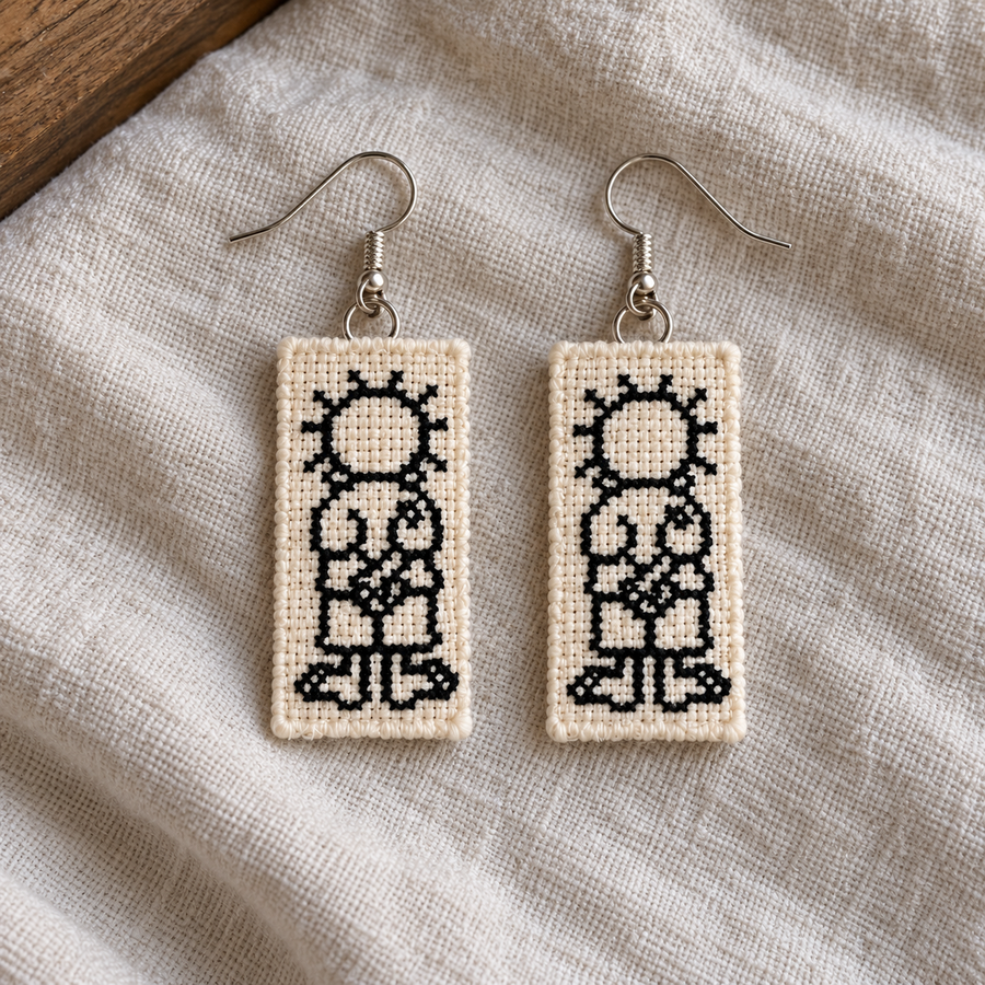 Handala Tatreez Earrings - pair on linen