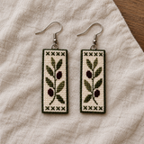 Olive Branch Tatreez Earrings - Cream