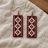 Geometric Tatreez Earrings - Burgundy