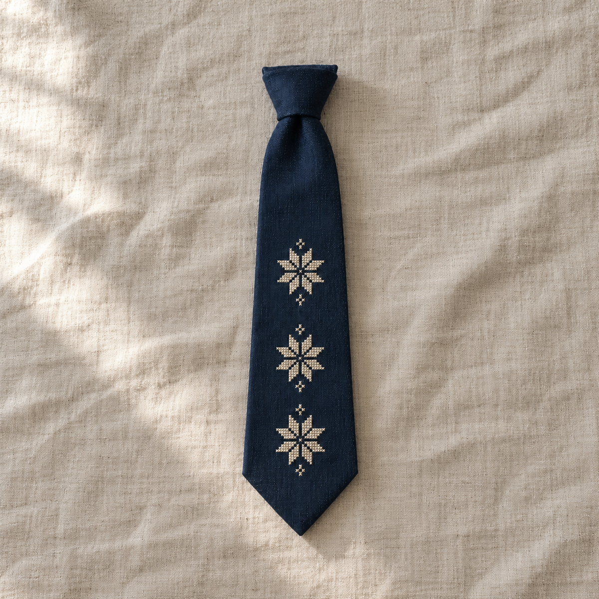 Three Star Tatreez Tie - Navy - main