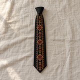 Corbata con bordado Tatreez floral dorado - Negro