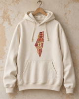 Sweat à capuche crème avec carte de la Palestine en motifs de tatreez