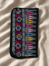 Floral Border Tatreez Long Pouch - Multicolour