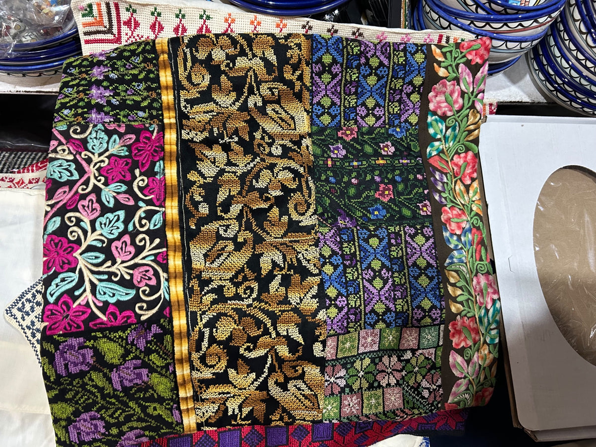 Floral Patchwork Embroidered Cushion Cover - Multicolour, original shop photograph