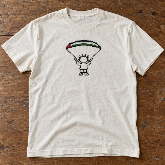 Off-white Handala flag parachute tatreez T-shirt