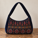 Midnight Navy Velvet Tatreez Shoulder Bag