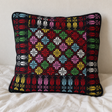 Housse de coussin Tatreez motif diamant multicolore - Noir