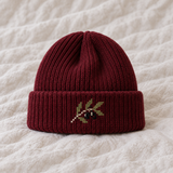 Olive Branch Tatreez Beanie - Burgundy