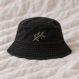 Olive Branch Tatreez Bucket Hat - Black