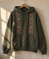 Sweat à capuche olive avec empiècement Tatreez