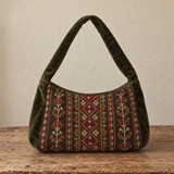 Olive Velvet Tatreez Shoulder Bag