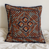 Orange and Ivory Tatreez Cushion Cover - Navy