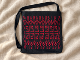 Red Motif Band Tatreez Bag - Black