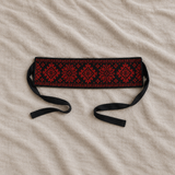 Cinturón de envolver con tatreez de estrella roja y diamante - Negro
