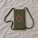 Bethlehem Star Tatreez Phone Pouch - Olive