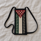 Palestine Flag Tatreez Phone Pouch - Black